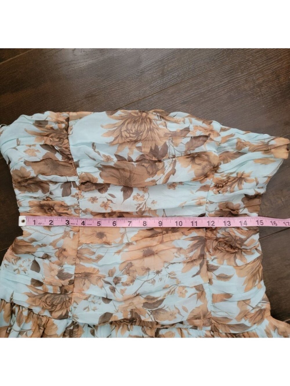 Anthropologie Strapless Maxi Dress in White and Tan Floral - Picture 5 of 9